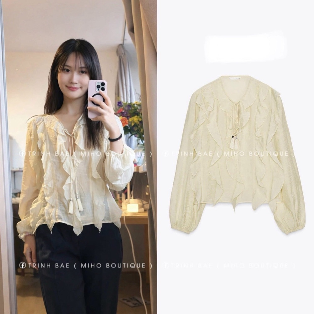 Zara RUFFLED ROMANTIC BLOUSE
BUTTER 0/3897/165/725/03